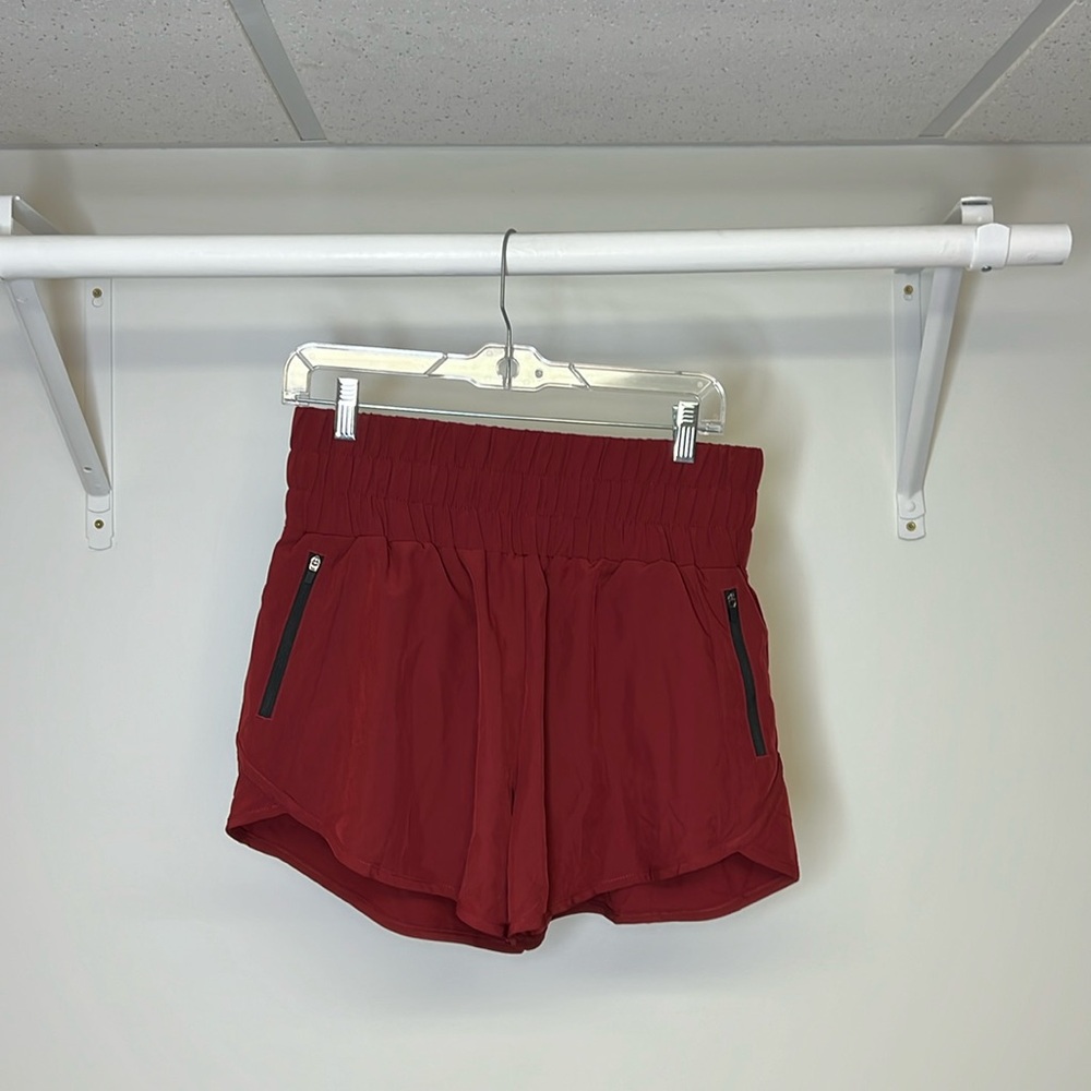 Amazon Red Fully Lined High Waisted Running Shorts- S